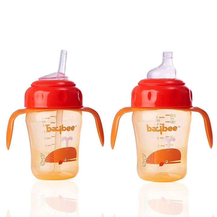 Insulated Flippo Baby Sipper Bottle 210 ml, Anti Spill Soft Silicone Sippy Cup with Straw Cup for Babies 6 Months - 2 Years