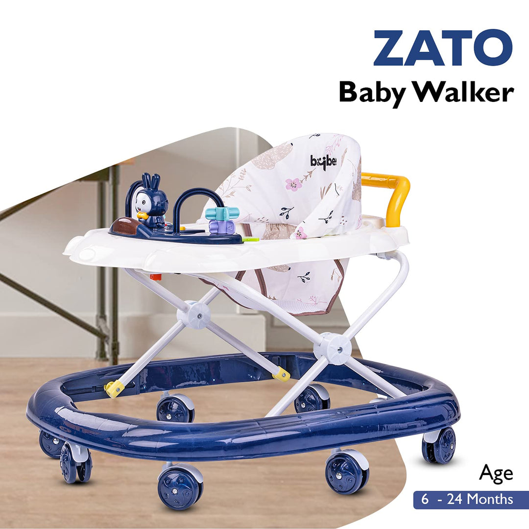 Bizzy Round Baby Walker for Kids 3 Position Adjustable Height & Rattle Toys