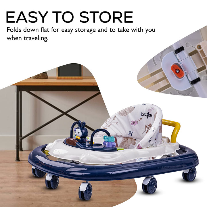 Bizzy Round Baby Walker for Kids 3 Position Adjustable Height & Rattle Toys