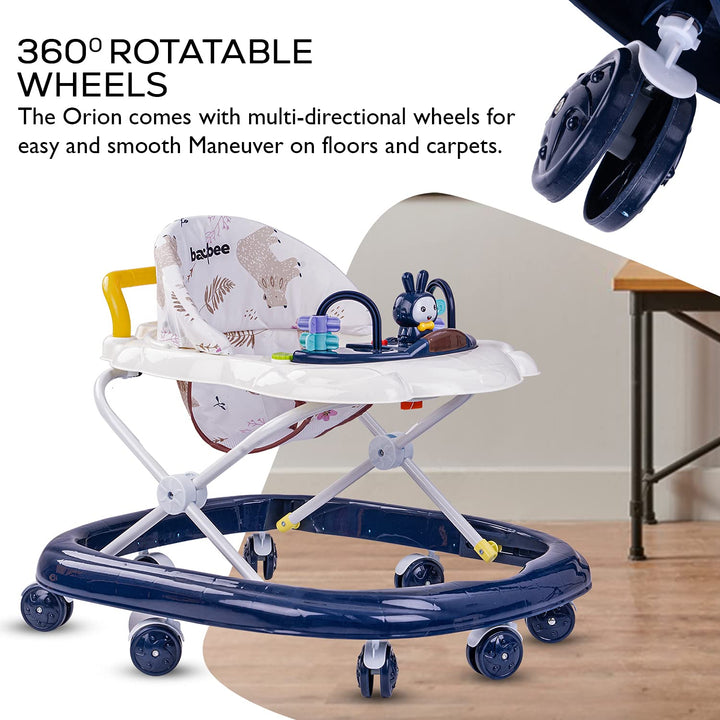 Bizzy Round Baby Walker for Kids 3 Position Adjustable Height & Rattle Toys