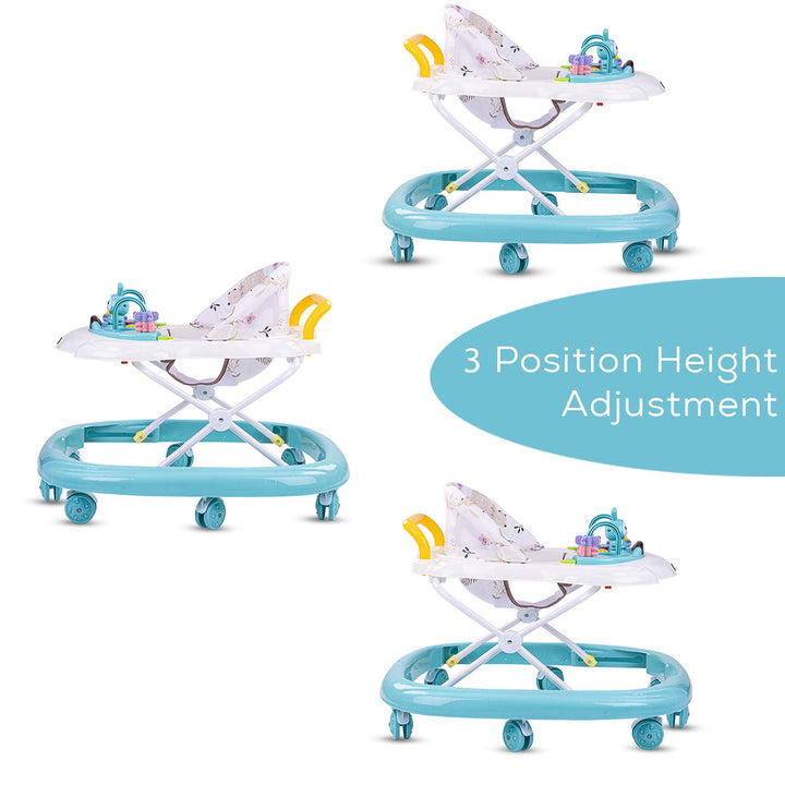 Bizzy Round Baby Walker for Kids 3 Position Adjustable Height & Rattle Toys