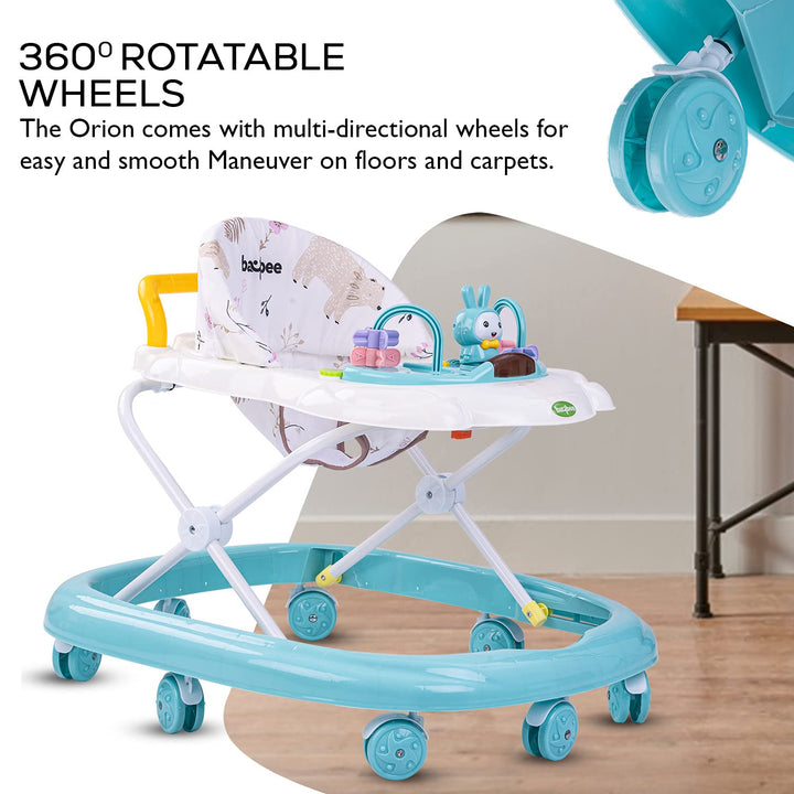 Bizzy Round Baby Walker for Kids 3 Position Adjustable Height & Rattle Toys