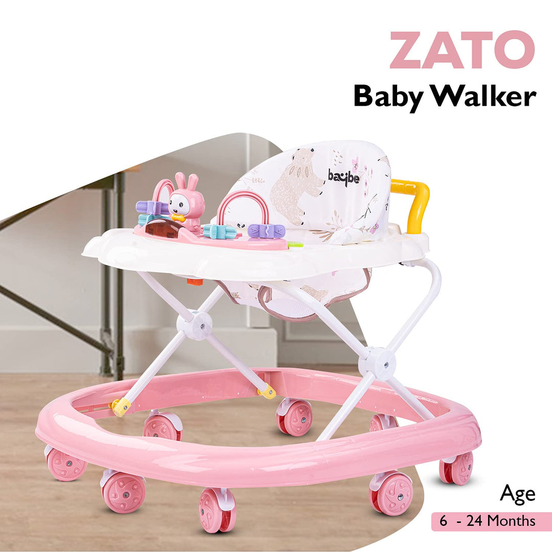 Bizzy Round Baby Walker for Kids 3 Position Adjustable Height & Rattle Toys