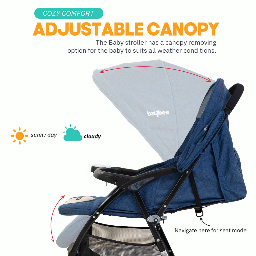 Infant Baby Stroller for Babies with 3-Position Adjustable Seat & Canopy, 5 Point Safety Belt & Storage | Baby Stroller for Baby Toddlers 0 to 3 Years Boy Girl