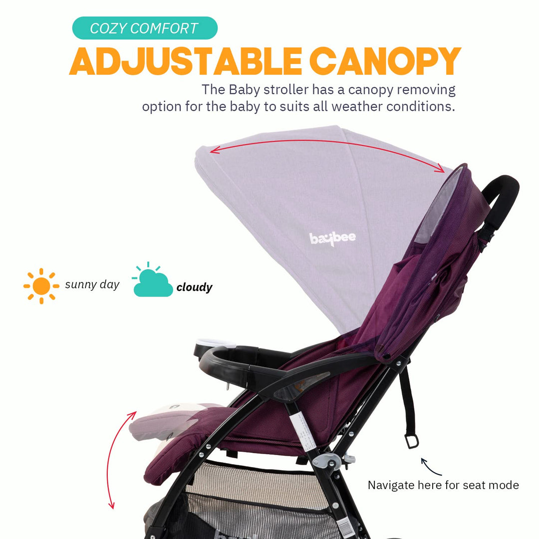 Infant Baby Stroller for Babies with 3-Position Adjustable Seat & Canopy, 5 Point Safety Belt & Storage | Baby Stroller for Baby Toddlers 0 to 3 Years Boy Girl