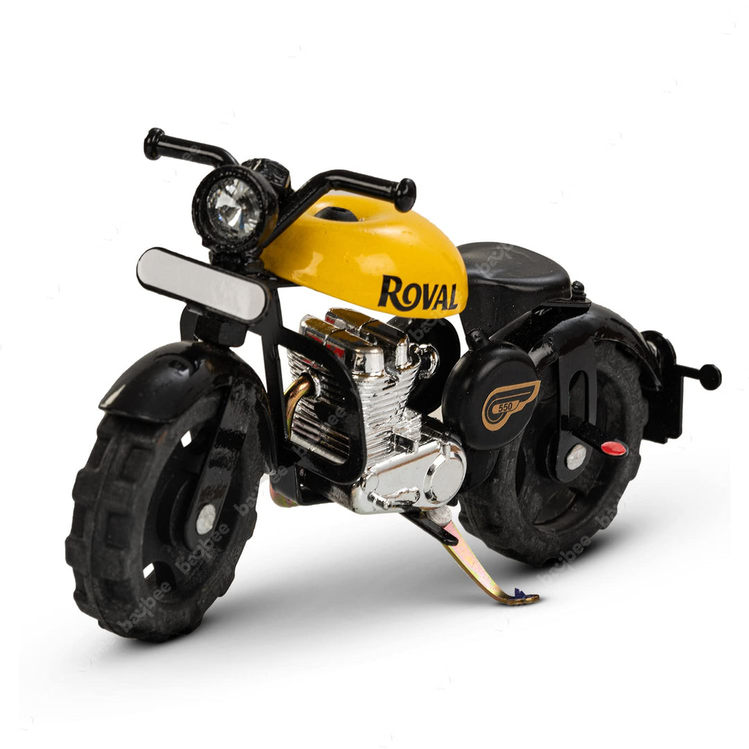 Metal Miniature Bike Toy for Kids | Push Scale Model Motorcycle Toy Vehicles for Kids |Pull Push Toy Vehicle Playset Motorcycle Bike for Kids 2+Years Boys Girls (Roval Yellow)