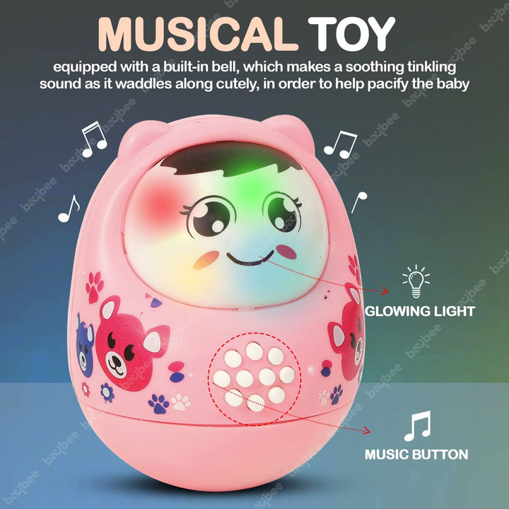 Musical Roly Poly Toys for Baby | Push and Shake Wobbling Toy with Music | Tumbler Doll Toy for Babies | Sound Balancing Doll Toys for Baby Boys, Girls 6+ Months