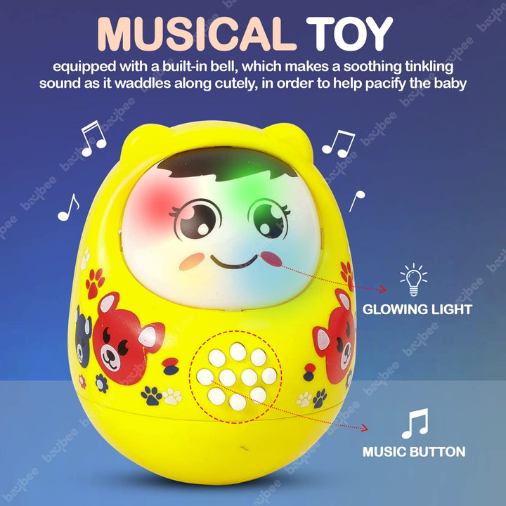 Musical Roly Poly Toys for Baby | Push and Shake Wobbling Toy with Music | Tumbler Doll Toy for Babies | Sound Balancing Doll Toys for Baby Boys, Girls 6+ Months