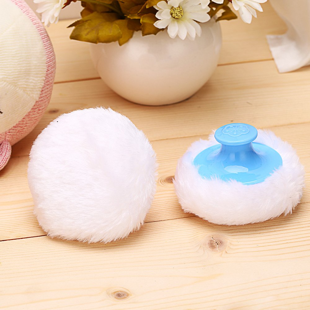 Premium Soft Face Sponge Body Powder Puff Box Case Container (Blue)