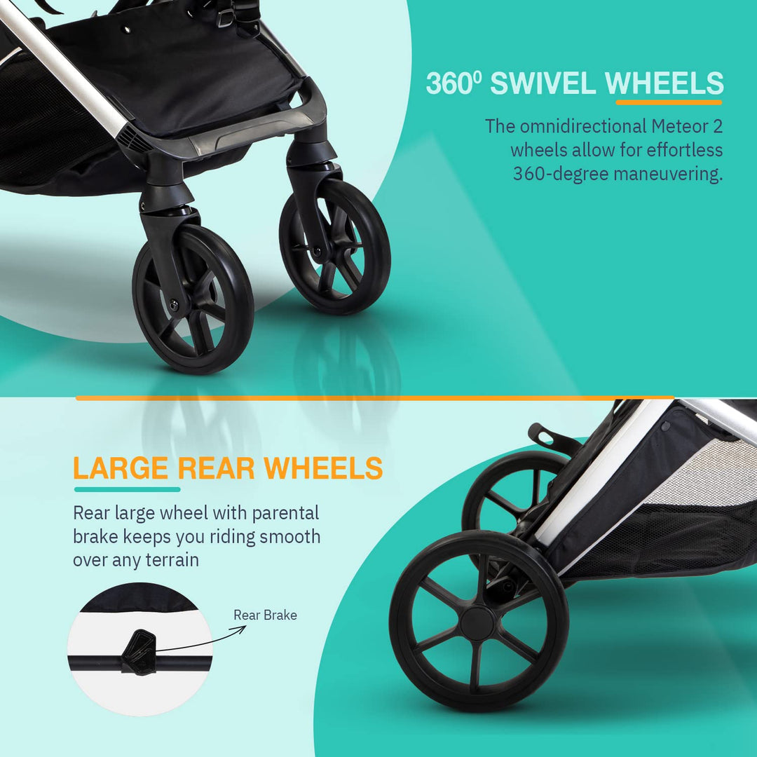 Convertible Baby Pram Stroller with Car Seat Combo, Aluminium Frame, 3-Position Adjustable, Canopy & Reversible Seat | Infant Stroller for Baby Toddlers 0-3 Years Boys Girls