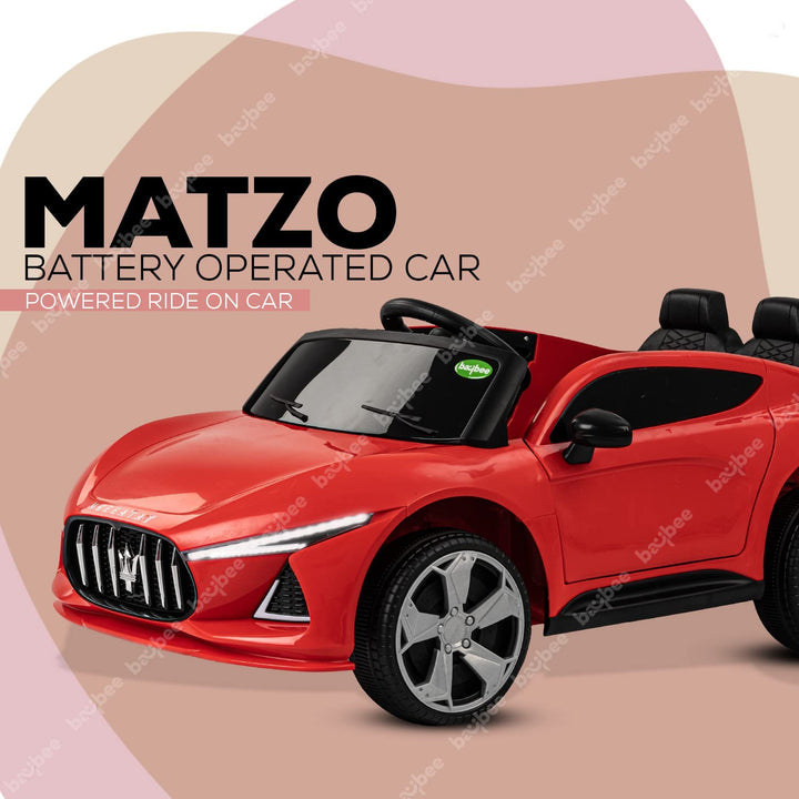 Matzo Rechargeable Battery Operated Ride on Electric Car for Kids | Ride on Baby Car with Foot Accelerator & Music | Battery Operated Big Car for Kids to Drive 2 to 4 Years Boys Girls