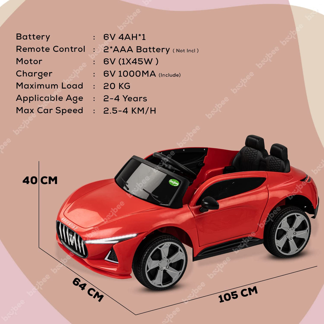 Matzo Rechargeable Battery Operated Ride on Electric Car for Kids | Ride on Baby Car with Foot Accelerator & Music | Battery Operated Big Car for Kids to Drive 2 to 4 Years Boys Girls