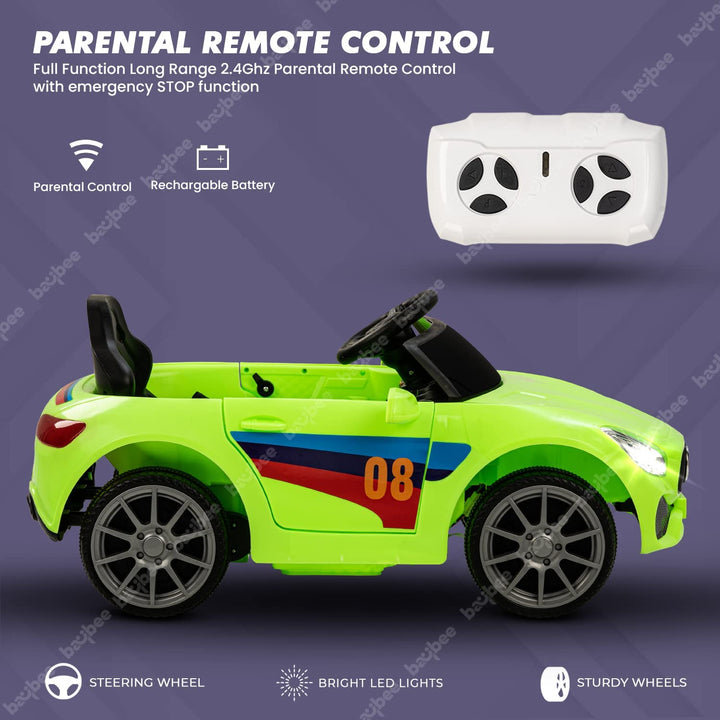 Electric Ride on Car for Kids with Rechargeable Battery,Music,Lights Baby Toy Car with R/C Jeep Racing Car| Battery Operated Ride on Motor Car for Kids