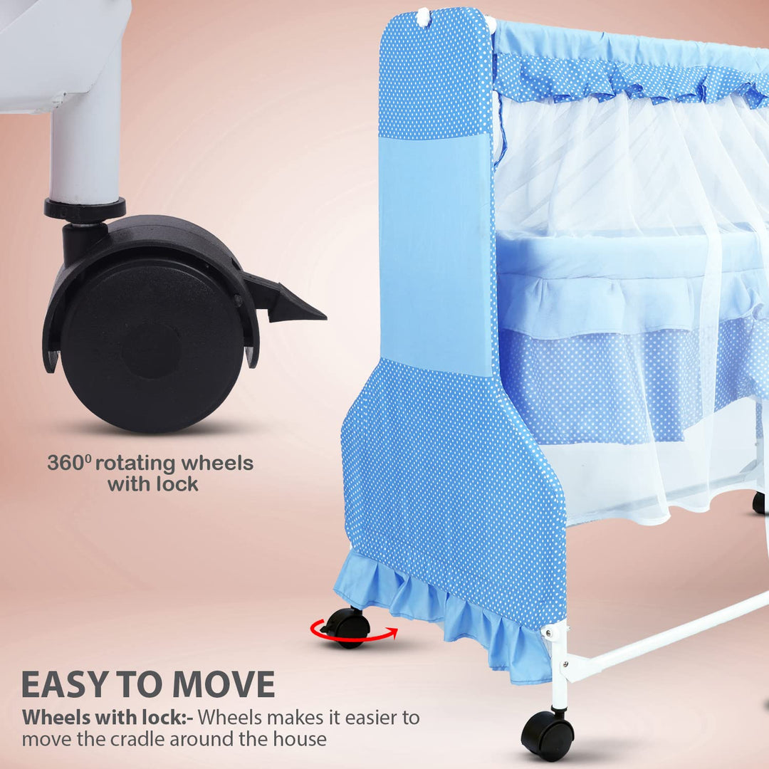 Evolve Baby Cradle for New Born Baby, Baby Cradle Swing Jhula with Mosquito Protection Net, Mattress & Wheels | New Born Baby Cot Cradle| Baby Cradles for New Born Baby 0 to 12 Months