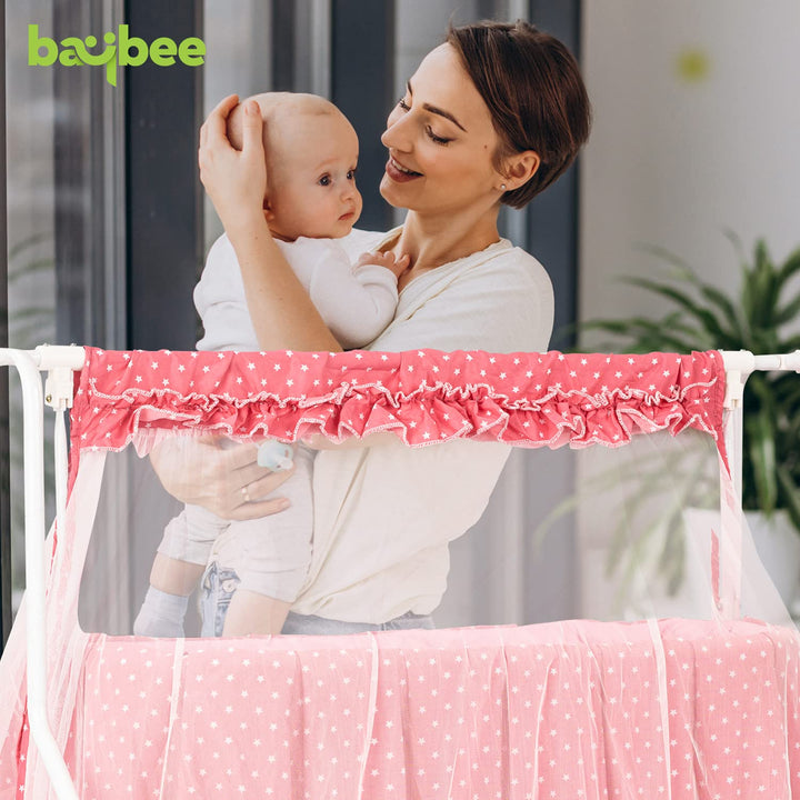 Evolve Baby Cradle for New Born Baby, Baby Cradle Swing Jhula with Mosquito Protection Net, Mattress & Wheels | New Born Baby Cot Cradle| Baby Cradles for New Born Baby 0 to 12 Months