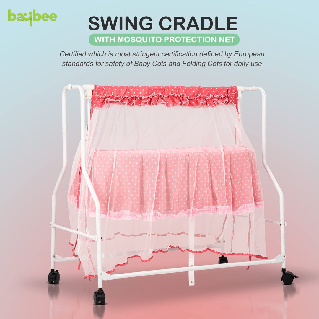 Evolve Baby Cradle for New Born Baby, Baby Cradle Swing Jhula with Mosquito Protection Net, Mattress & Wheels | New Born Baby Cot Cradle| Baby Cradles for New Born Baby 0 to 12 Months