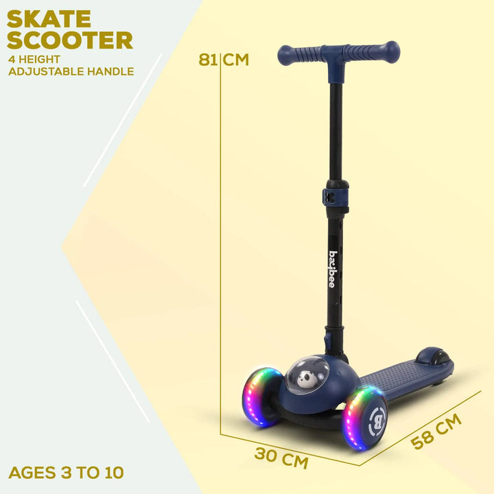 Panda Skate Scooter for Kids, 3 Wheel Smart Kids Scooter with Foldable & Height Adjustable Scooter for Kids 3 to 10 Years