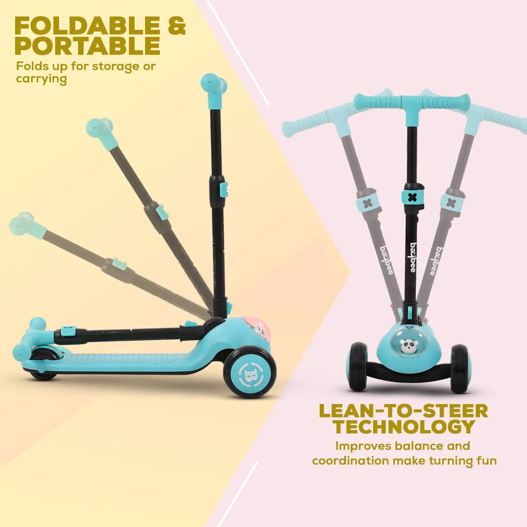 Panda Skate Scooter for Kids, 3 Wheel Smart Kids Scooter with Foldable & Height Adjustable Scooter for Kids 3 to 10 Years