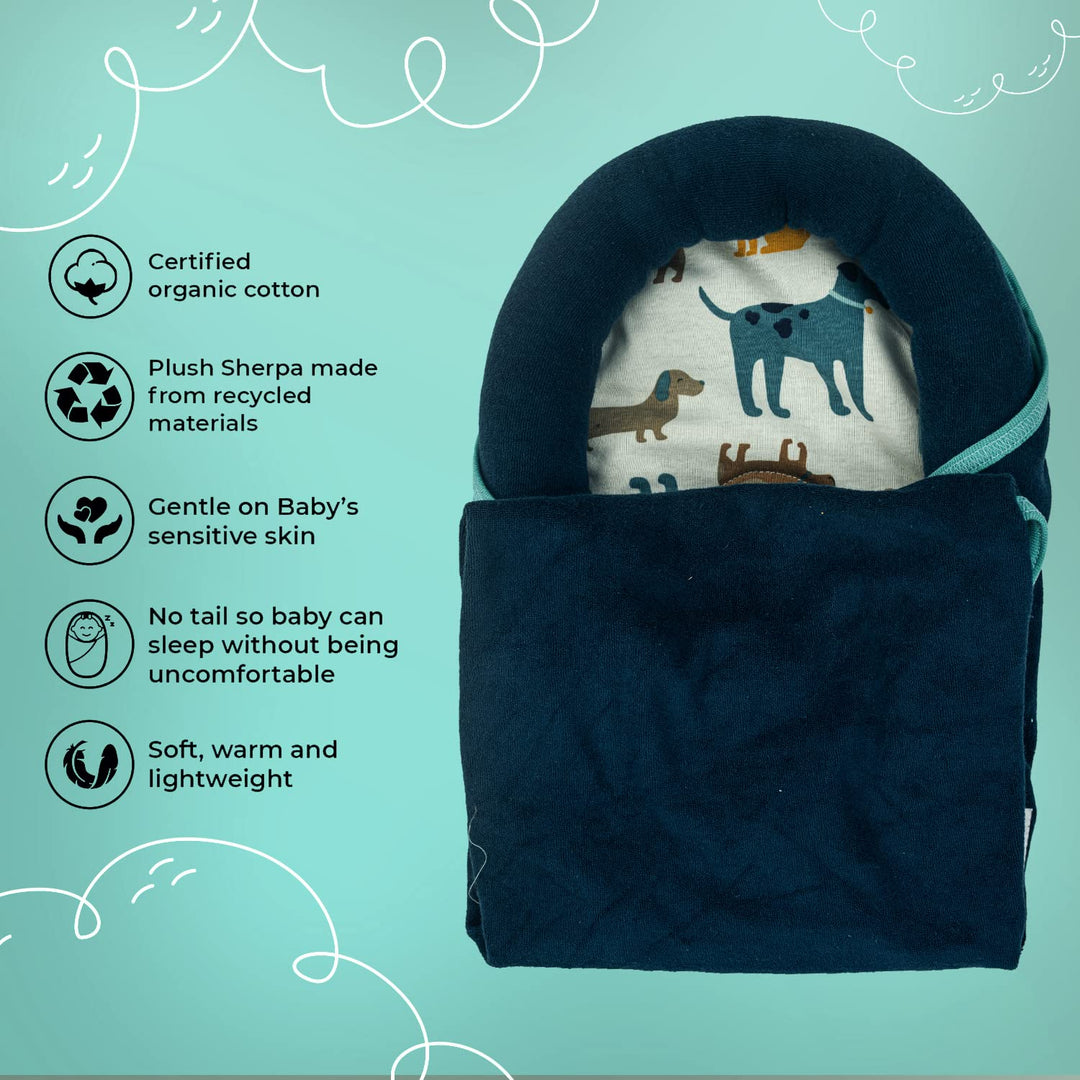 Cotton Baby Snuggle Pod Swaddle Wrap for Newborn, Snuggle Pod with U Shape Ring Head Protection Support | Baby Snuggle Pod Swaddle Wrapper | Baby Snuggle Pod for Newborn 0-6 Months (Dark Blue)