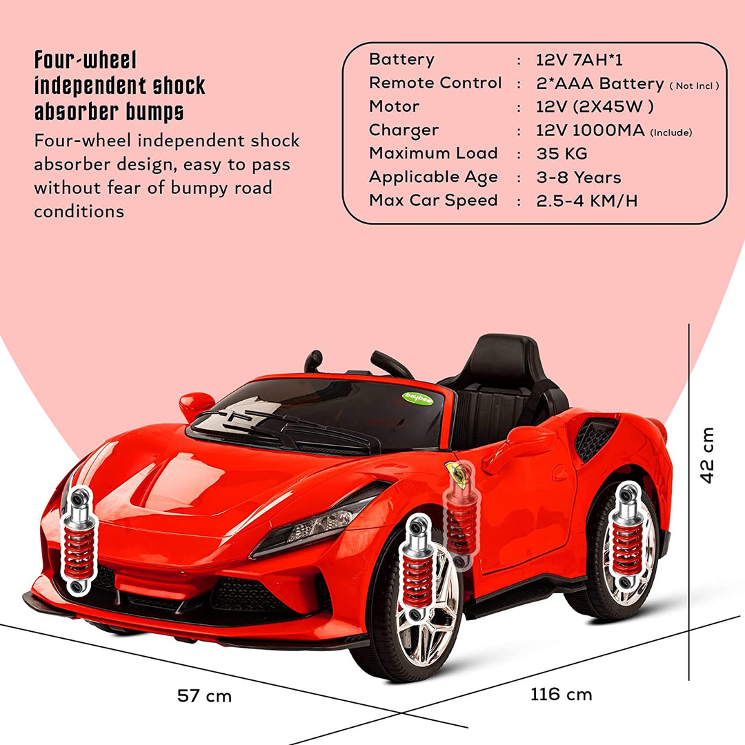 Feredo Dual Motor 12V Battery Battery Operated Ride On Car for Kids to Drive Electric Car for Kids, Racing Baby Car for Boys & Girls Toys Age 2 to 5 Years