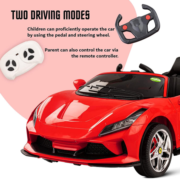 Feredo Dual Motor 12V Battery Battery Operated Ride On Car for Kids to Drive Electric Car for Kids, Racing Baby Car for Boys & Girls Toys Age 2 to 5 Years