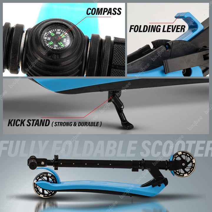 Skate Scooter for Kids, 2 Wheel Kids Scooter with 3 Height Adjustable Handle, Rubber Deck & Flashing LED PU Wheels | Runner Kick Scooter for Kids 3 to 8 Years Boys Girls