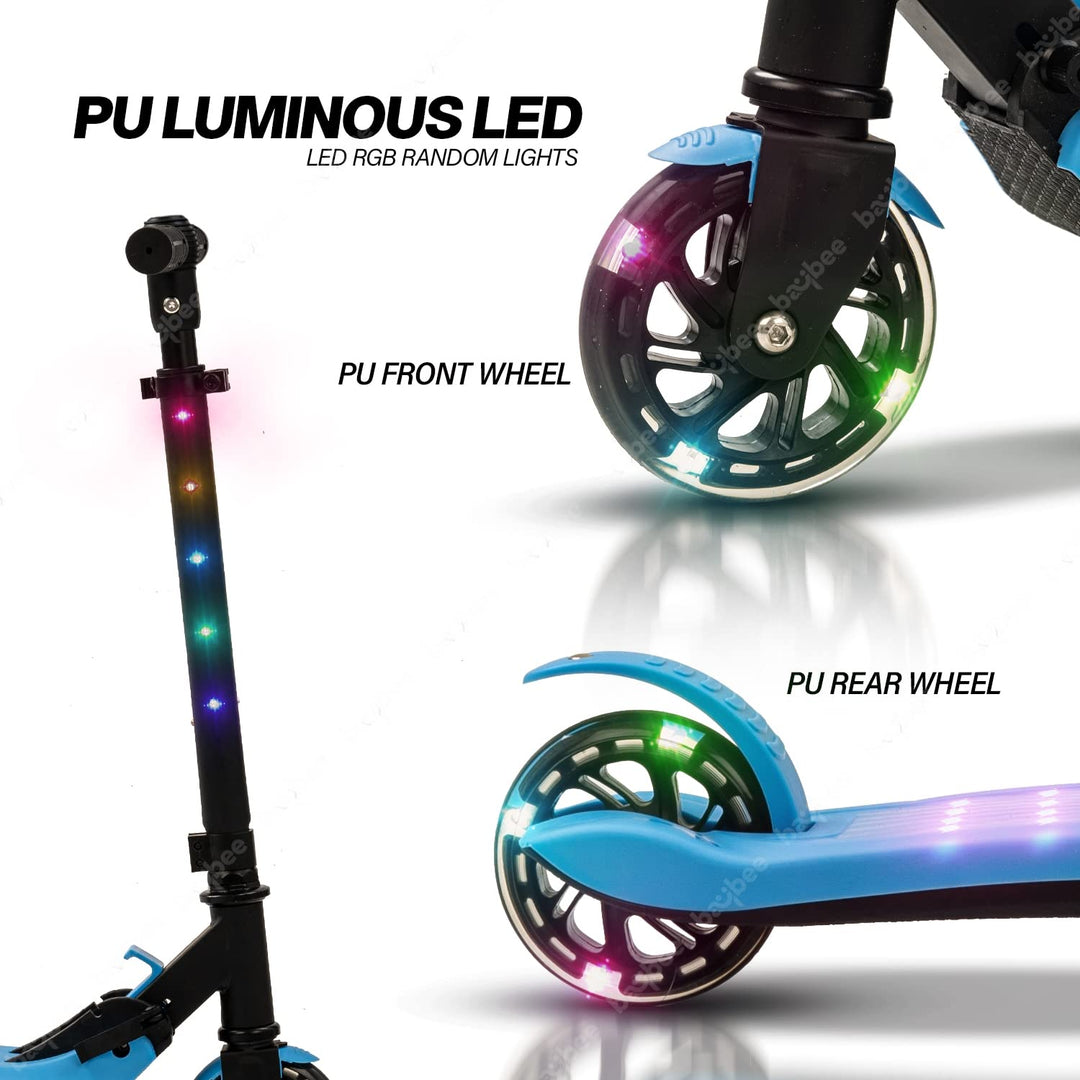 Skate Scooter for Kids, 2 Wheel Kids Scooter with 3 Height Adjustable Handle, Rubber Deck & Flashing LED PU Wheels | Runner Kick Scooter for Kids 3 to 8 Years Boys Girls