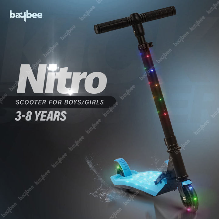 Skate Scooter for Kids, 2 Wheel Kids Scooter with 3 Height Adjustable Handle, Rubber Deck & Flashing LED PU Wheels | Runner Kick Scooter for Kids 3 to 8 Years Boys Girls