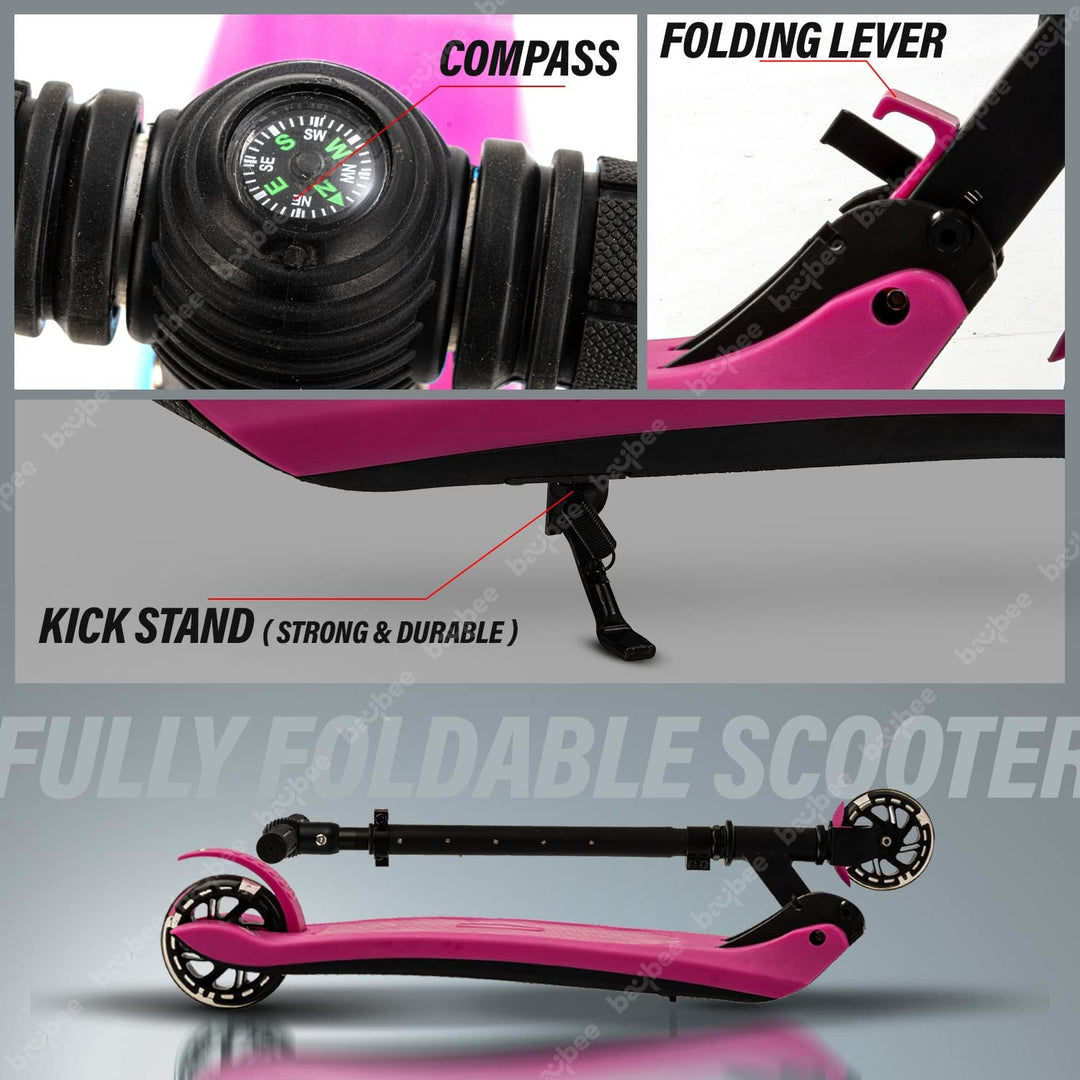 Skate Scooter for Kids, 2 Wheel Kids Scooter with 3 Height Adjustable Handle, Rubber Deck & Flashing LED PU Wheels | Runner Kick Scooter for Kids 3 to 8 Years Boys Girls