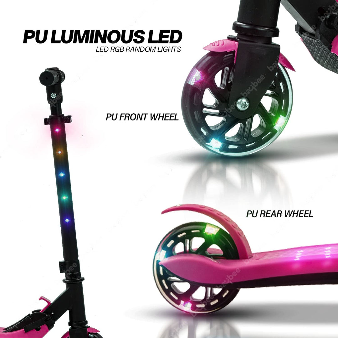 Skate Scooter for Kids, 2 Wheel Kids Scooter with 3 Height Adjustable Handle, Rubber Deck & Flashing LED PU Wheels | Runner Kick Scooter for Kids 3 to 8 Years Boys Girls