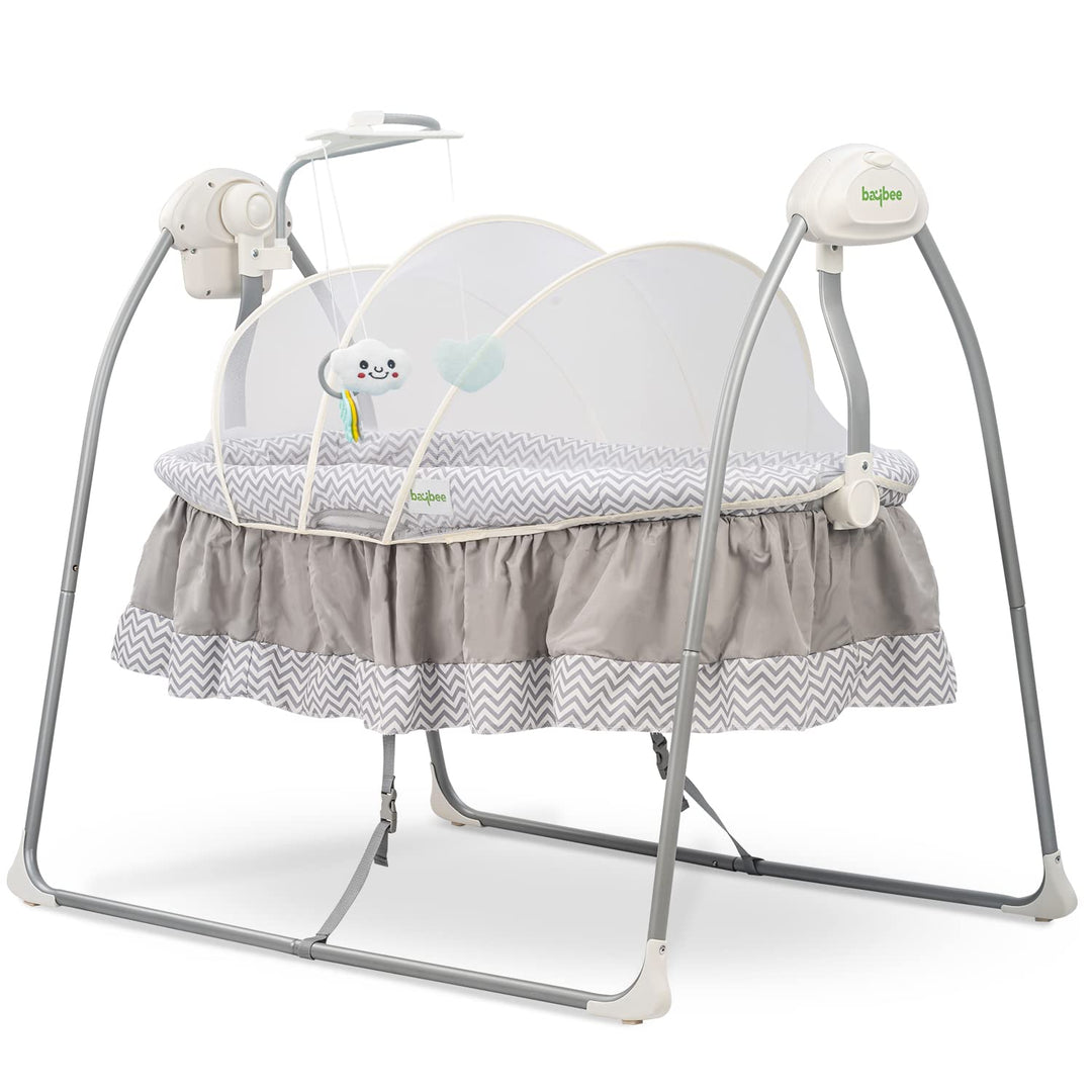 Electric Cradle for Baby, Automatic Swing Baby Cradle with Mosquito Net, Remote, Toy Bar & Music | Baby Cradle Crib Jhula | Baby Swing Cradle for Baby 0 to 2 Years Boys Girls (Grey)