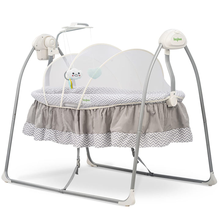 Electric Cradle for Baby, Automatic Swing Baby Cradle with Mosquito Net, Remote, Toy Bar & Music | Baby Cradle Crib Jhula | Baby Swing Cradle for Baby 0 to 2 Years Boys Girls (Grey)