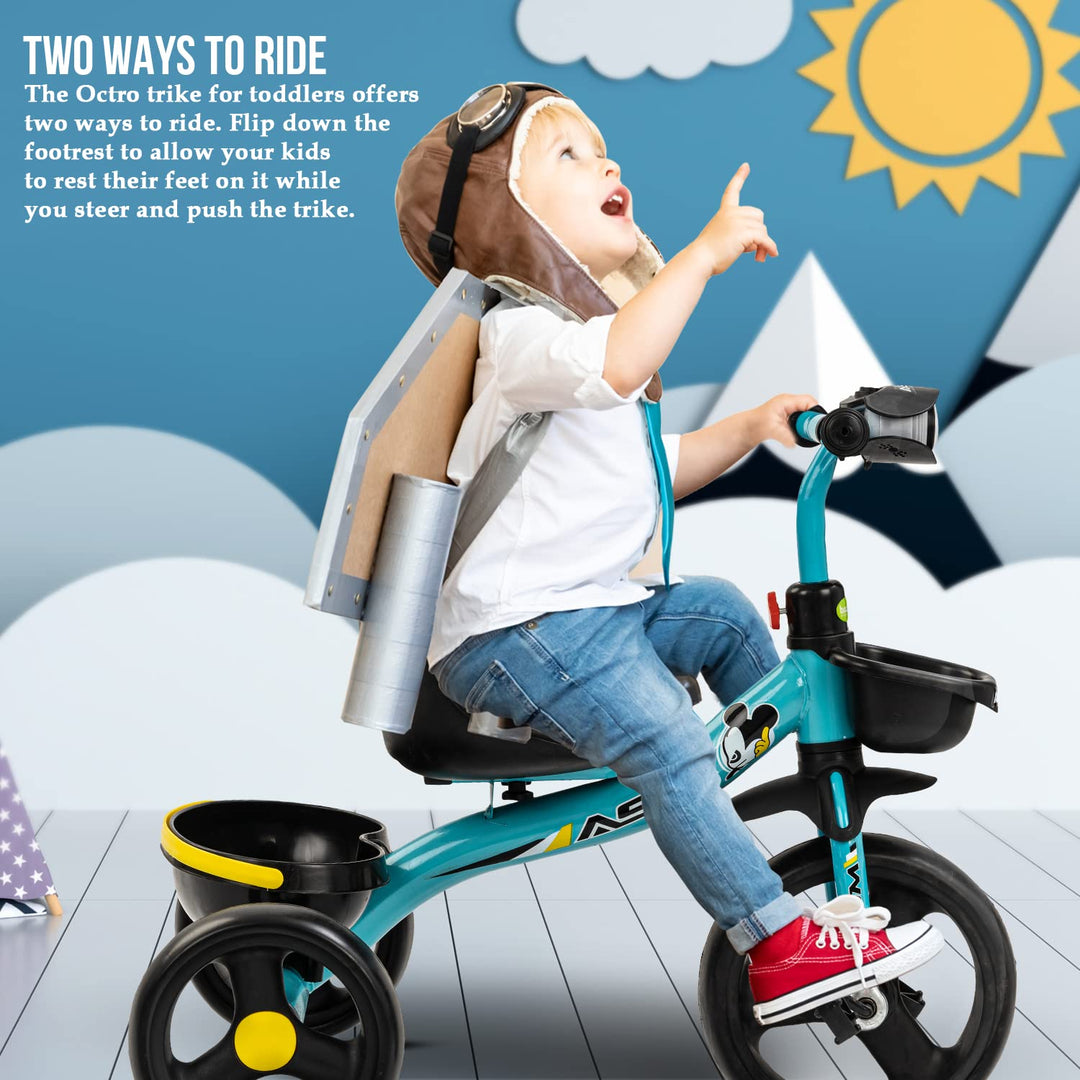 Noraco Baby Tricycle for Kids, Smart Plug & Play Kids Cycle with Eva Wheels, Led Light, Music, Dual Baskets & High Backrest | Kids Tricycle | Baby Cycle for Kids 2 to 5 Years Boys Girls.