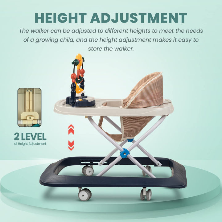 Baby Walker for Kids with 2 Height Adjustable & Tray | Multi-Function Anti-Rollover