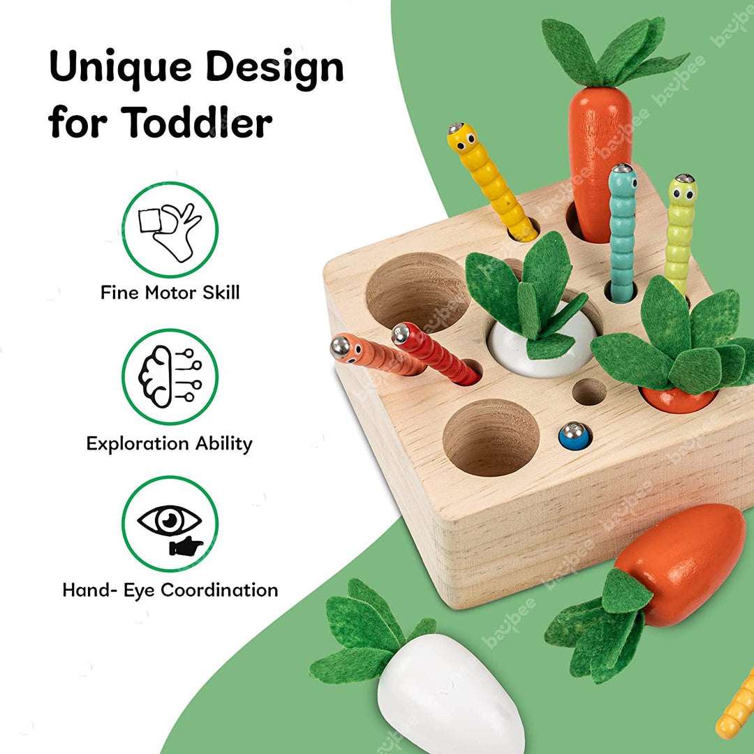 Wooden Farm Catching Insects Sorting Kids Toys, Shape Sorting Toys with Vegetables, Insects & Magnetic Stick, Early Learning Educational Baby Toys Puzzle for Kids 3+ Years Boys & Girls