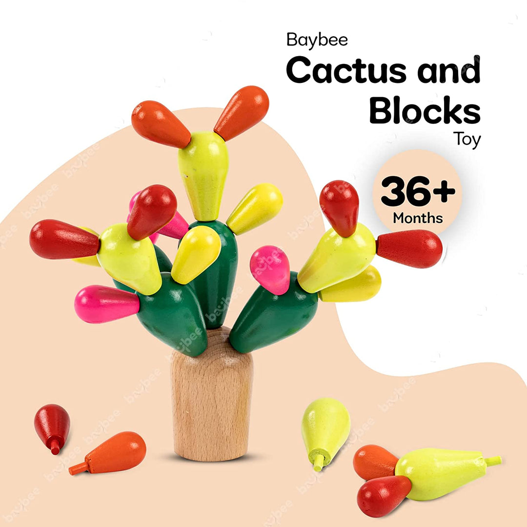 Wooden Cactus Balancing Assembly Stacking Puzzle Kids Toys, Colorful Cactus Baby Toys Building Block, Early Learning Educational Childern Wooden Toys Puzzle for Kids 3+Years Boys Girls