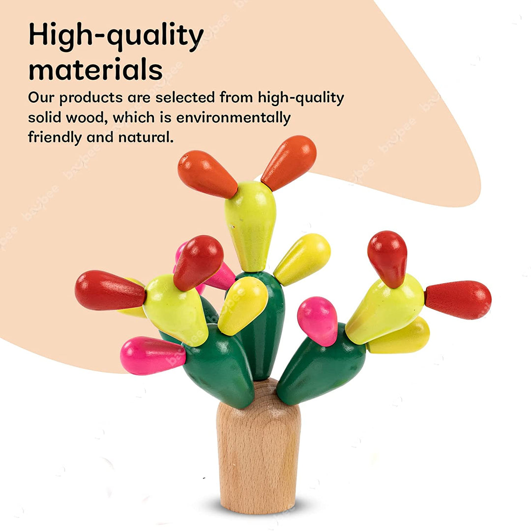 Wooden Cactus Balancing Assembly Stacking Puzzle Kids Toys, Colorful Cactus Baby Toys Building Block, Early Learning Educational Childern Wooden Toys Puzzle for Kids 3+Years Boys Girls