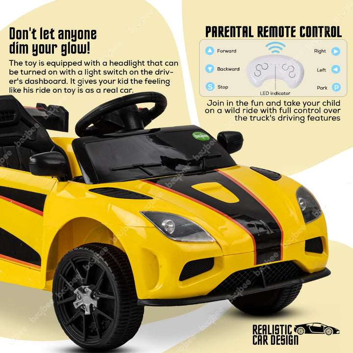 Chrono II Rechargeable Battery-Operated Ride on Electric Car for Kids| Ride on Baby Car with Swing Mode, USB & Music| Battery Operated Big Car for Kids to Drive 2 to 4 Years Boys Girls