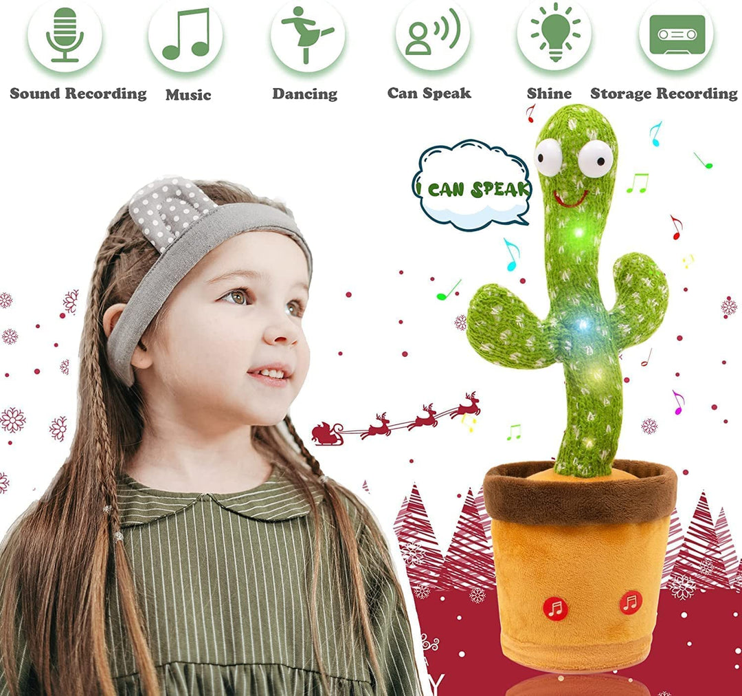 Dancing Cactus Toy for Baby Funny Talking Cactus Toy with Singing & Recording Function - Repeat What You Say Kids Educational Musical Toys for Baby Boys & Girls