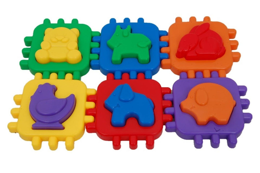 Ratna's Educational Nursery Cube for Kids. 6 Animal Moulds with Interlocking Cube