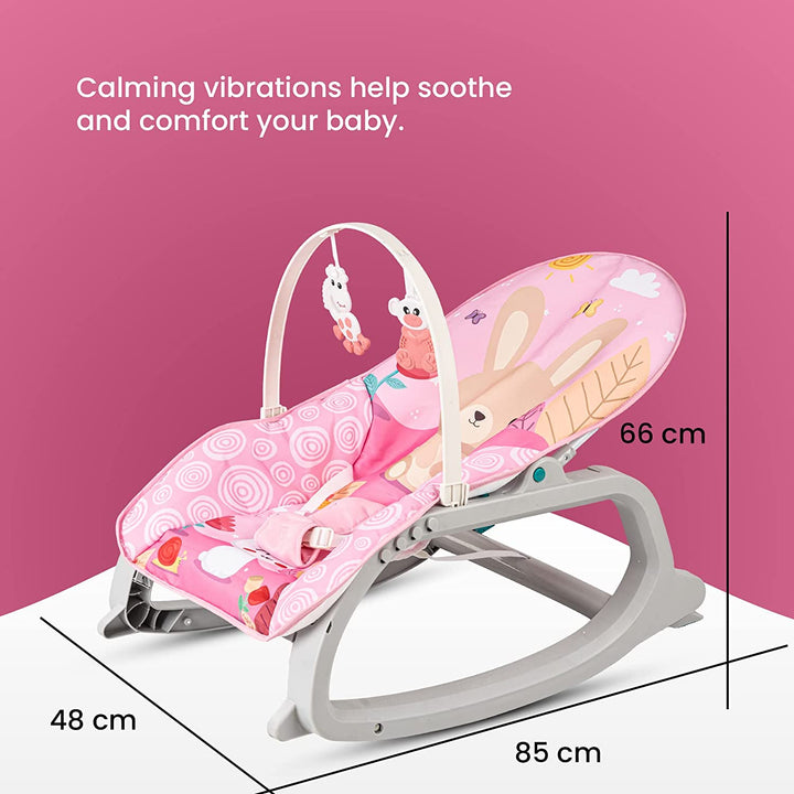 Daisy Baby Bouncer and Rocker Chair with Soothing Vibrations, Multi-Position Recline, 3 Point Safety Belt & Removable Baby Toys, Portable Baby Rocker Bouncer for 0 to 2 Years Boys Girls