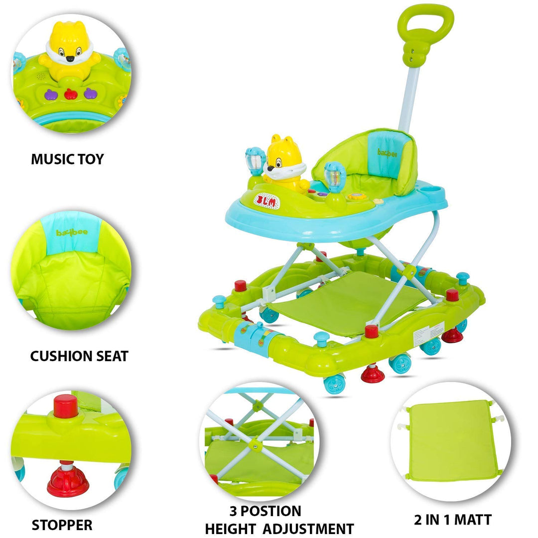 Looey Baby Walker Cum Rocker - Round Kids Walker for Babies Cycle with Music & Light Rattles and Toys Ultra Soft Seat, Push Bar Activity Walker for Kids 6 Months to 2 Years