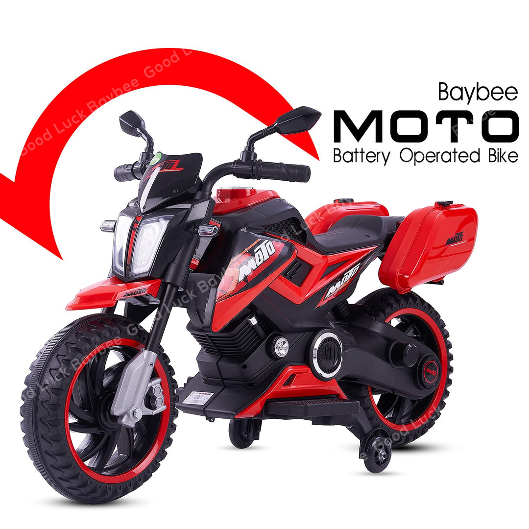 Moto Sports Electric Motor Bike 6V Rechargeable Battery Operated Ride on Bike Motorcycle for Boys & Girls 2-5 Years