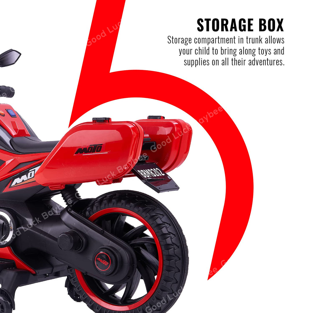 Moto Sports Electric Motor Bike 6V Rechargeable Battery Operated Ride on Bike Motorcycle for Boys & Girls 2-5 Years