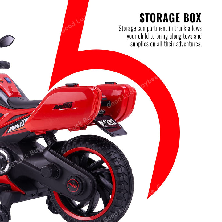 Moto Sports Electric Motor Bike 6V Rechargeable Battery Operated Ride on Bike Motorcycle for Boys & Girls 2-5 Years