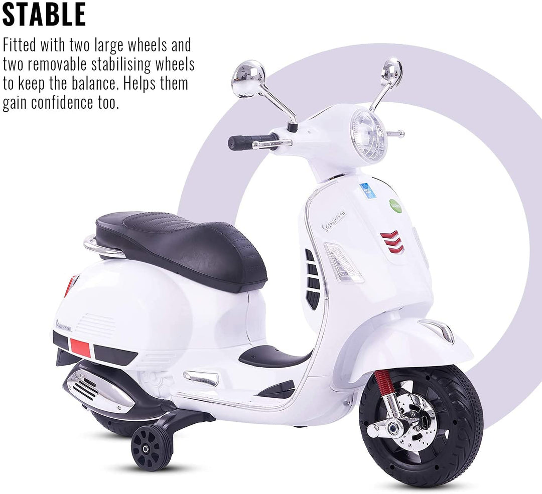 Vespa Battery Operated Ride-on Bike With LED Lights & Music Functions Kids Ride on Toys -Baby Rechargeable Electric Bike Toy Scooter for Kids to Drive Boys & Girls 2-5 Years