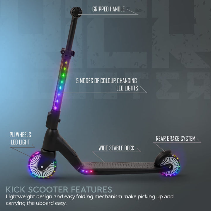 Hydra Skate Scooter for Kids, Smart 2 Led PU Wheel Kids Scooter with Programmable RGB Lights | Kick Scooter with 4 Height Adjustable Handle, Runner Scooter for Kids 3 to 8 Years Boy Girl