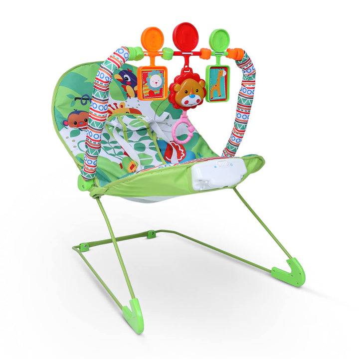 Baby Rockers Bouncer Chair for New Born Babies Portable Baby Rocker Cum Reclining Chair for Kids with Vibrations & Musical Toys for 0 to 2 Years Boys & Girls -(Green)