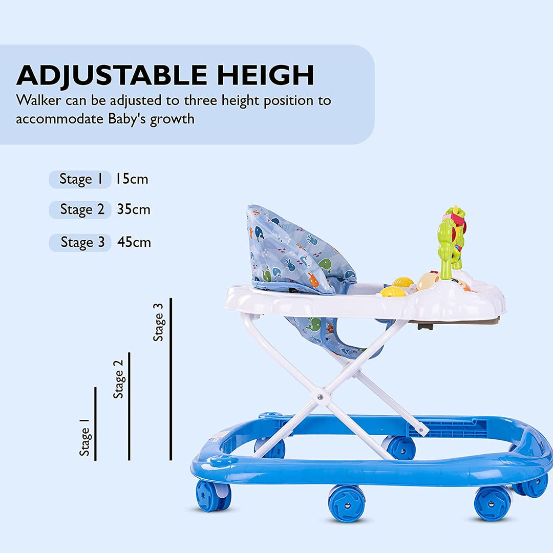 Round Baby Walker for Kids | Music & Light Function with 3 Position Height Adjustable Kids Walker, Fun Toys & Activities for Babies