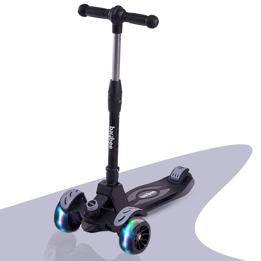 Penta Foldable 3 Wheel Skate Scooter for Kids, Smart Kick Runner Scooter with Height Adjustable Handle & Extra-Wide LED PU Wheels & Rear Brake